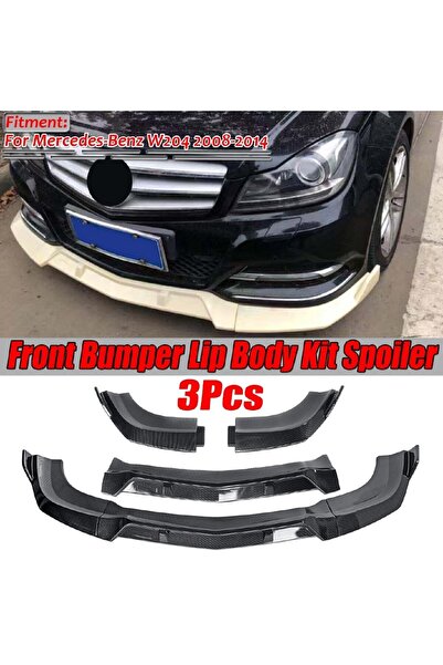 beyaztuning Mercedes W204 Ön Tampon Altı Lip Plastik Kulaklı Parlak Siyah
