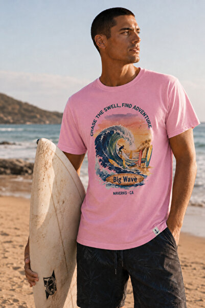 Big Wave Cotton Unisex Summer Casual Comfortable Cut Short Sleeve T-Shirt