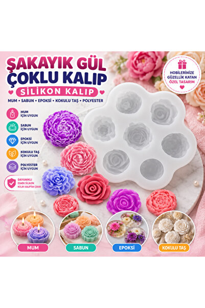 Şenhomee Mum kalıbı sabun kalıbı şakayık gül çoklu silikon kalıp