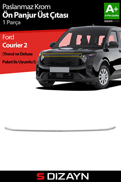 S Dizayn S-Dizayn Ford Courier Krom Ön Panjur Üst Çıtası 2023 Üzeri A+ Kalite...