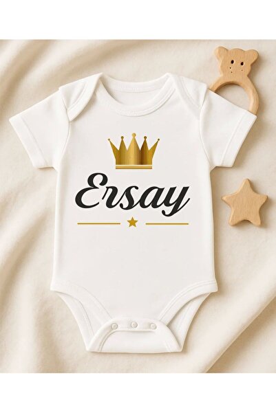 Kişiye Özel İsimli Bebek Body Gold Taçlı Yeni Doğan Zıbın038