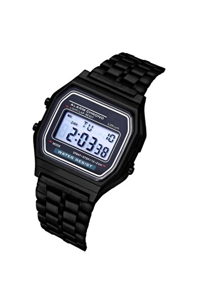 REDz Accessories Ceas digital, model ultrasubțire, oțel inoxidabil, negru