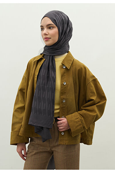 Freshscarfs Nara Pamuk Floş Jakarlı Şal Füme