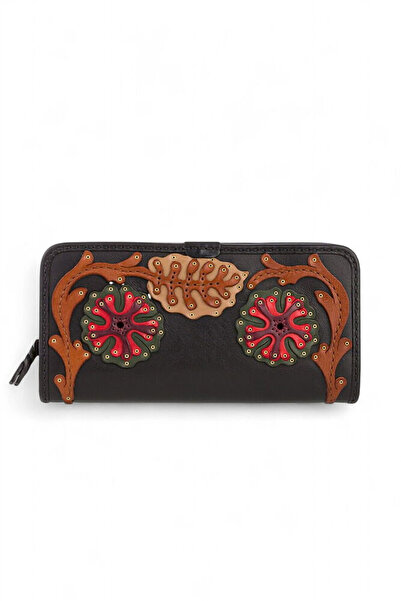 GÖN Hand Made Black-Multicolor Women's Wallet Liva