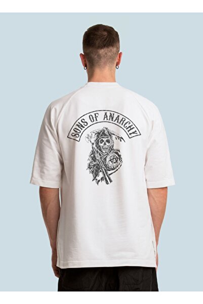 nrage Unisex Beyaz Sons Of Anarchy Samcro Oversize Tişört