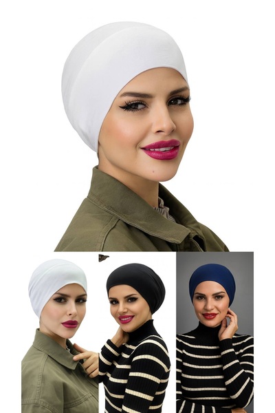 ALDAIYR 4 Pcs Hijab Elastic Non-Slip Seamless Snap-On Sea Hat Practical Hat