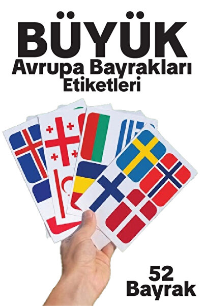 Matrak Şeyler Avrupa Ülkeleri Büyük Bayrak Çıkartma Seti 52 Ülke 8,4x6 cm Sti...
