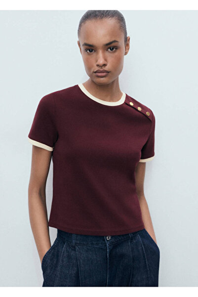 MANGO Woman Tricou din bumbac cu nasturi