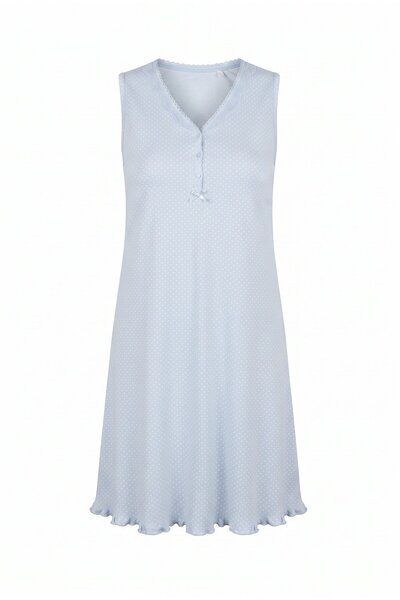 Evia Angelique Bamboo Fabric Sleeveless Lace and Button Detailed Pantie Patterned Nightgown 22757-758-759