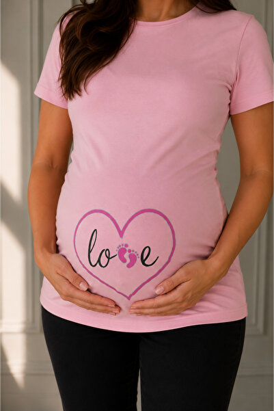 BALİNS Balins Pregnant Love T-Shirt Pink Printed