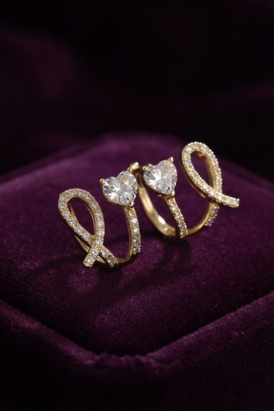 HERŞEYBURDAMODA Brass Silver Color Zircon Stone Model Women's Earrings