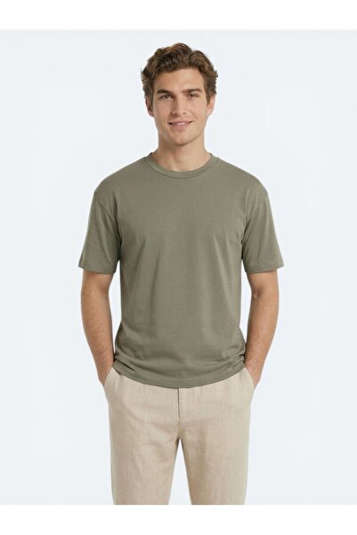 Kip Khaki Plain 100% Cotton T-Shirt
