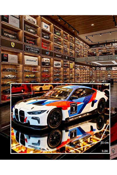 OYUNCAKSAHİLİ BMW M4 GT3 Yarış Araba 21cm Model Büyükboy Metal 1:24 ölçek Kap...