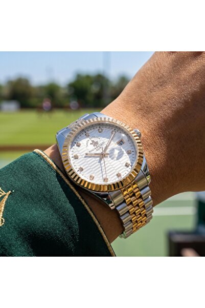 Santa Barbara Polo & Racquet Club ساعة نسائية من الفولاذ المقاوم للصدأ باللون...