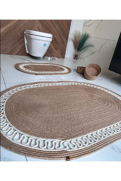 Namteks 60X100-40X60 2 Mats, 2 Baskets Bathroom Set Gift, Dowry Holder