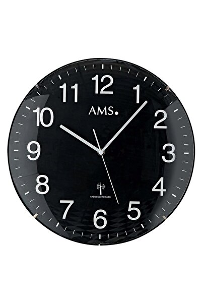 AMS Ceas de perete 5959, cuarț, negru, analogic, modern