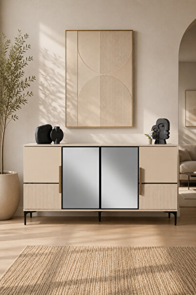 Lisso Mira Konsol 180x45 H:80 Membran Kapak Aluminyum Çerçeve Konsol Kumbeji