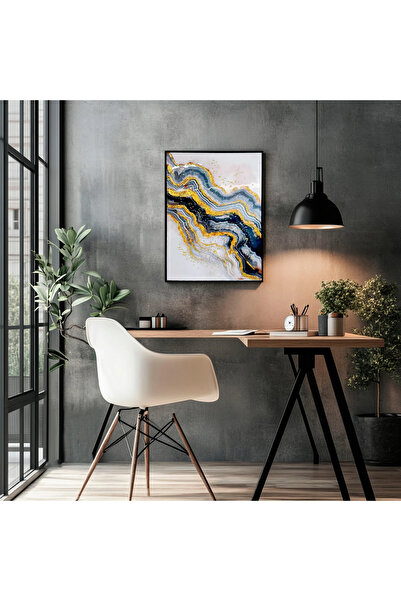 MallDeco Tablou Canvas Abstract Luxury cu Accente Aurii, Finisaj Lucios, cu D...