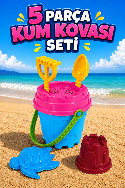 FunkyCraft Küçük Boy Yuvarlak Kum Kovası Seti 5 Parça Plaj Oyuncağı Kova Küre...