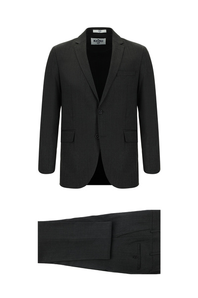 Kiğılı 7 Drop Slim Fit Dar Kesim Yünlü Desenli Takım Elbise