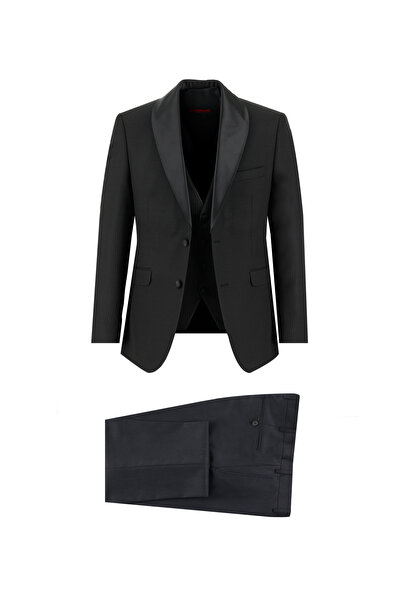 Kiğılı 7 Drop Slim Fit Dar Kesim Şal Yaka Yelekli Smokin & Damatlık