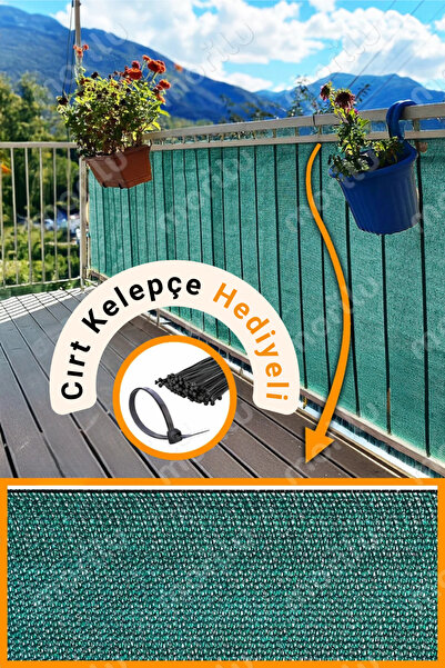 Morilu %95lik YEŞİL Balkon Perdesi - OVERLOKLU - Balkon Demiri Örtüsü - Balko...