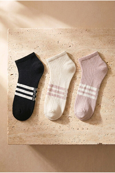 BONY SOCKS Muške čarape sa prugama, 3 dela, detaljni step čarape