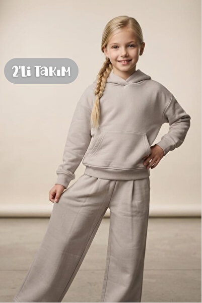 Hilal Akıncı Kids Girl's 2-piece two-ply hooded tracksuit set