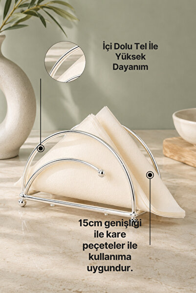 mba decor metal bending art Ahenk Model Gümüş Paslanmaz Dolu Demir Lüks Peçetelik Sunum Mutfak Dekorasyonu Sofra