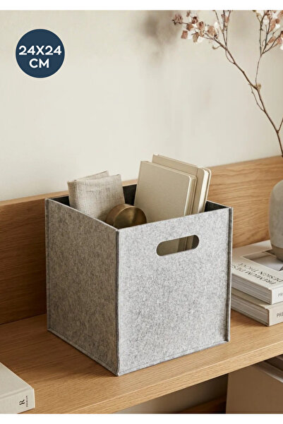 HOMİNG Çok Amaçlı Keçe Organizer Sepet Dolap İçi Düzenleyici Tekli Gri 24 X 2...