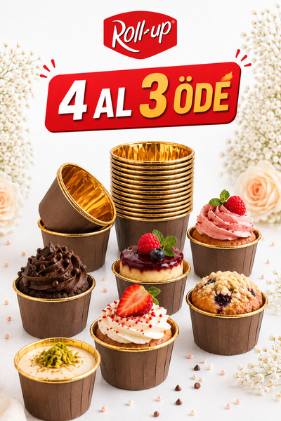 Dolphin 25'li Kahverengi-Altın Muffin-Kek Kapsülü Pratik Kullanım ve Hijyenik...