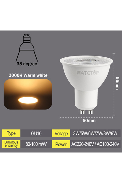 Choice 7w 5 pcs AC220-240V 38degree 3000K 1-10pcs Foco GU10 Spotlight Bulb AC...