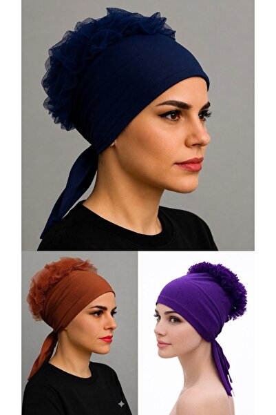 ALDAIYR 3Pcs Ruffle Bonnet Hijab Bonnet