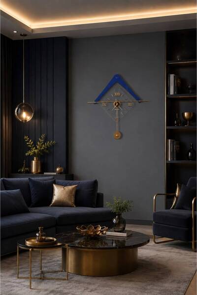 bablo | Astra Lux Klasik - 75x75cm Lacivert Gold Duvar Saati - Romen Rakamlı ...