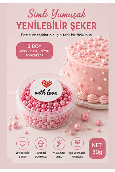 hediyehobihersey İnci Şeker, Yenilebilir Simli Pasta Süsü, Şekerleme, Simli P...