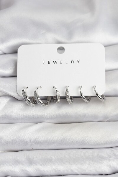 Inure Jewelry طقم أقراط نسائية من النحاس الفضي مع أحجار الزركون