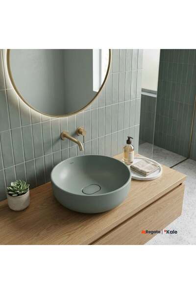 KALE Zero 2.0 40 Cm Mat Adaçayı Yeşili Yuvarlak Çanak Lavabo