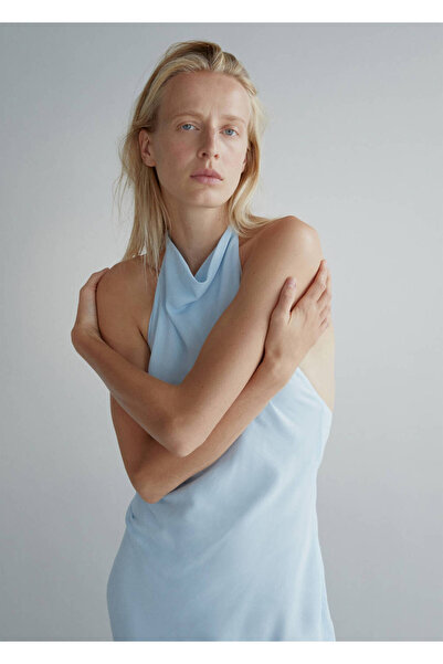 MANGO Woman Drape halter yaka elbise