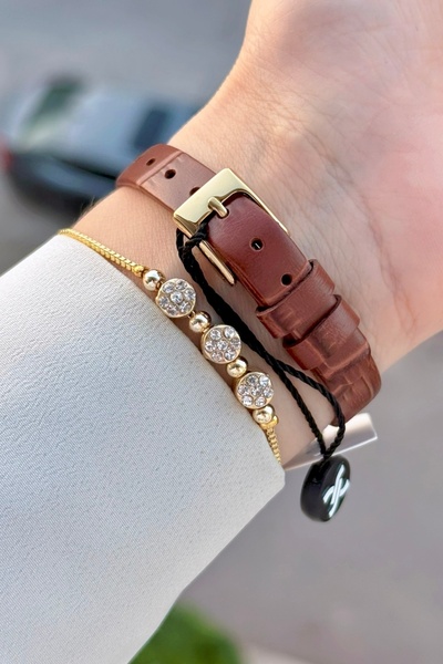 Daniel Klein Gold Cord Brown Color Case 25 mm 2 Year Warranty Women's Wristwatch