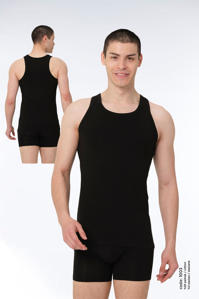 FSM1453 Men's Cotton Halter Collar Sportsman Lycra Undershirt -1003