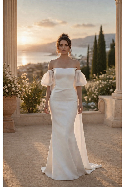 Alberson Dress Balık Portatif Kol Nikah Elbisesi