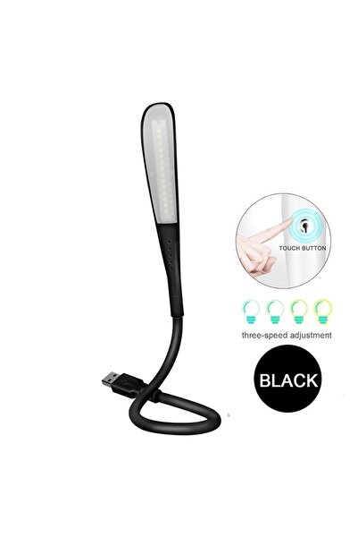 Choice مصباح مكتبي صغير أسود اللون مزود بمستشعر لمس ومنفذ USB صغير محمول قابل...