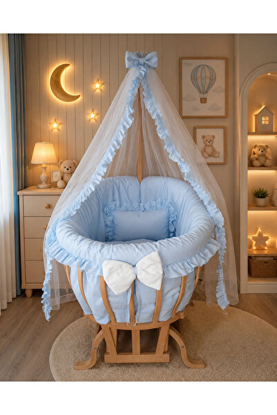 Beybituğ Baby Basket Crib Sleeping Set''Maviş''