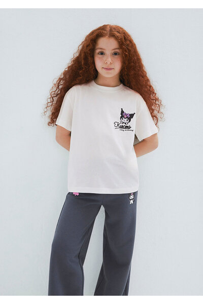 Mavi Kuromi Baskılı Ekru Tişört Loose Fit / Bol Rahat Kesim 7610413-70057