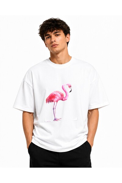 Inscriptie Tricou Unisex Bumbac Premium Casual " Pink flamingo watercolor "