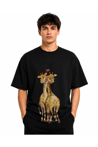 Inscriptie Tricou Unisex Bumbac Premium Casual " Girafe indragostite "