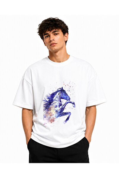 Inscriptie Tricou Unisex Bumbac Premium Casual " Pictura cai "