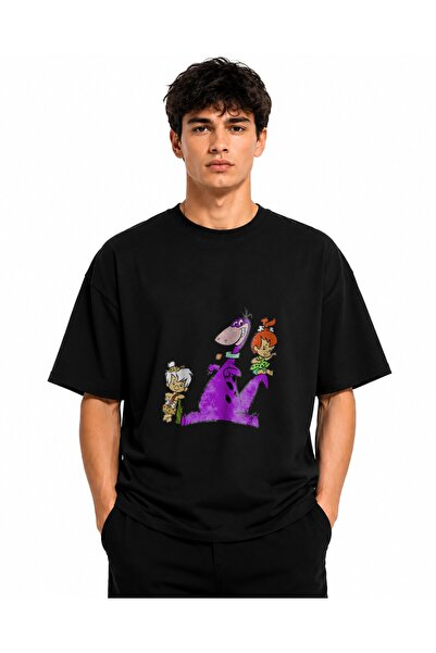Inscriptie Tricou Unisex Bumbac Premium Casual " Pebbles bam bam and Dino "