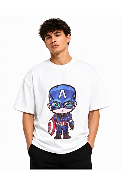 Inscriptie Tricou Unisex Bumbac Premium Casual " Drawing captain america cart...