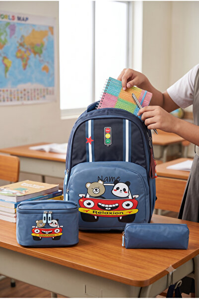 Relaxion Set of 3 Children's Primary School Bags with Pen Holder and Lunch Ba...